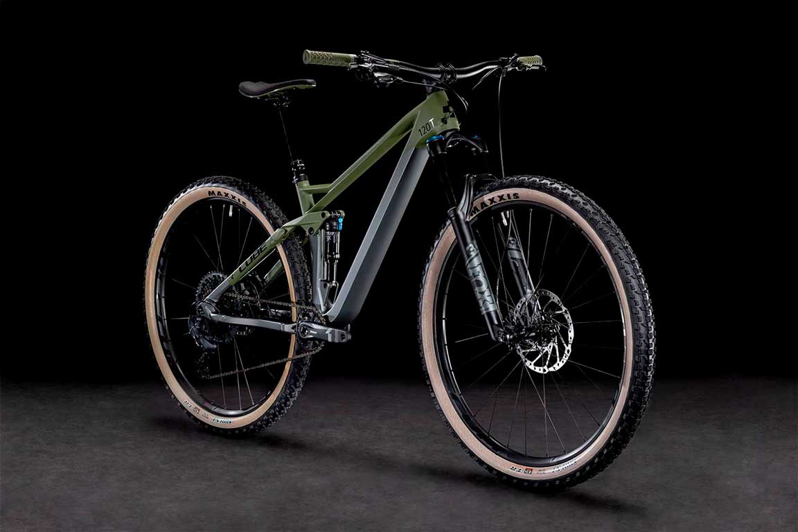Bicicleta de montaña CUBE Stereo 120 HPC TM Talla 18" (M) / 2022 / Flashgrey'n'Olive / Doble suspensión